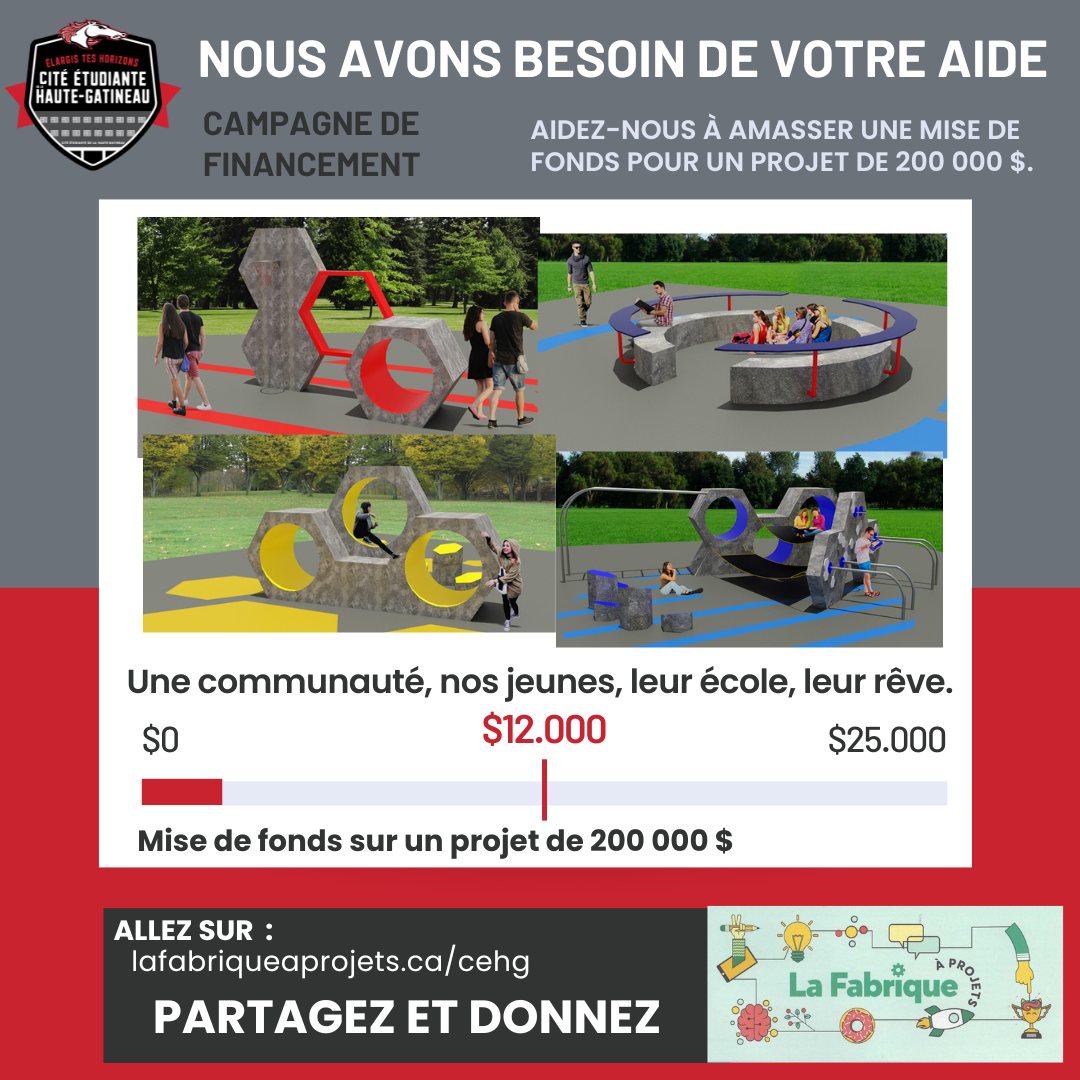 Campagne de financement de la FABRIQUE À PROJETS à l’École secondaire, Cité étudiante de la Haute-Gatineau