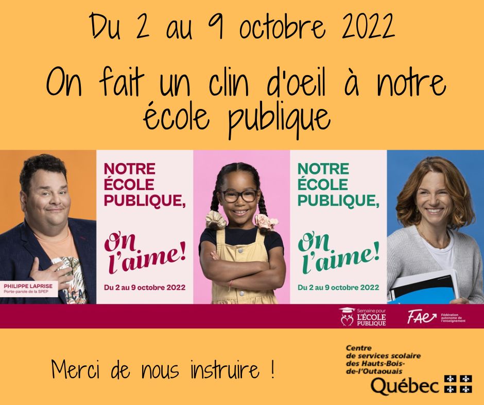Du 2 au 9 octobre 2022 est la semaine pour l’école publique (SPEP)
