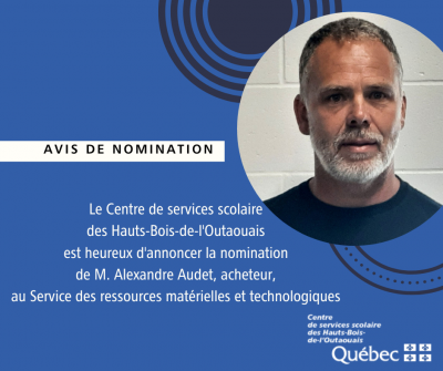 Nomination d'un acheteur au Service des ressources matérielles et technologiques