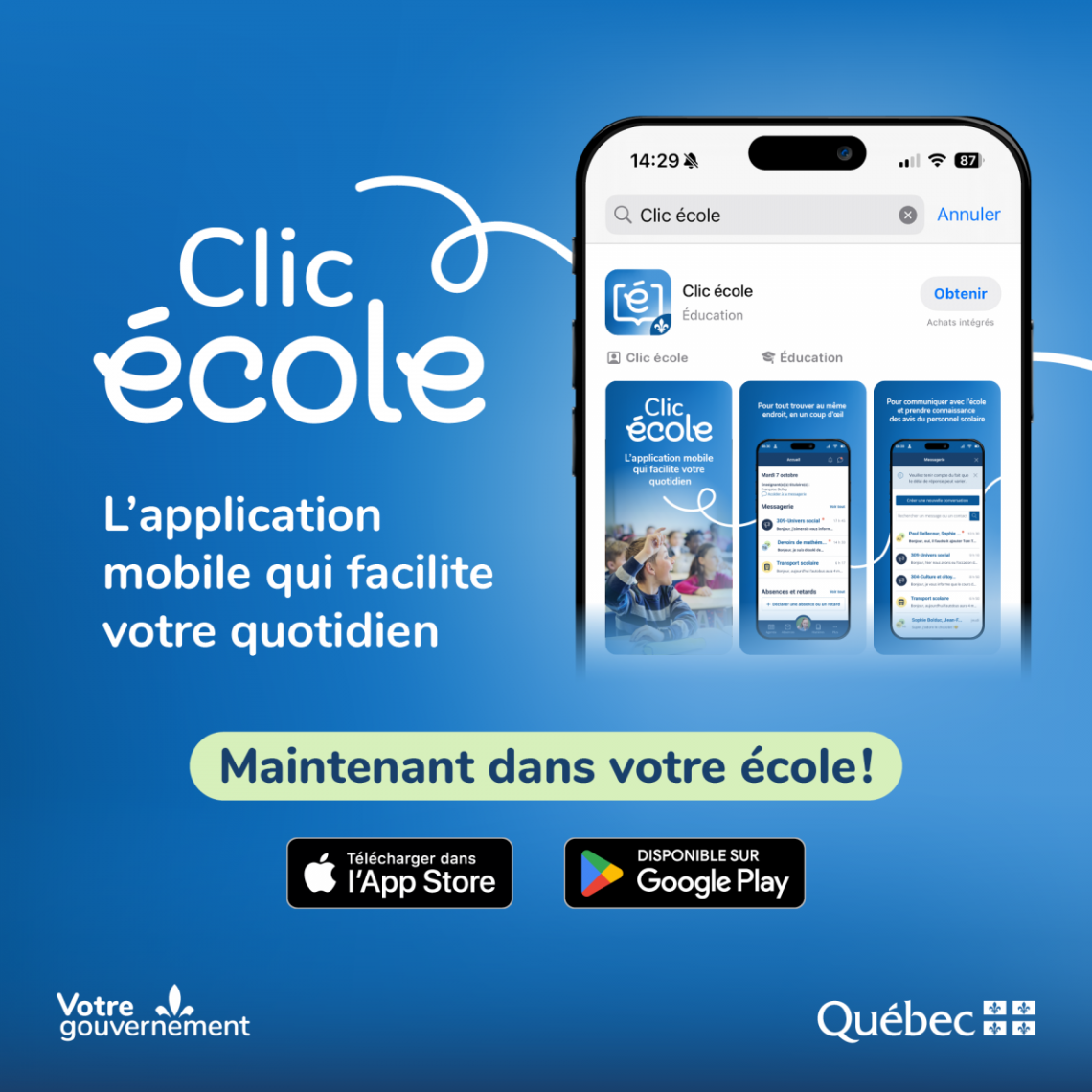 Téléchargez l’application Clic école 📱